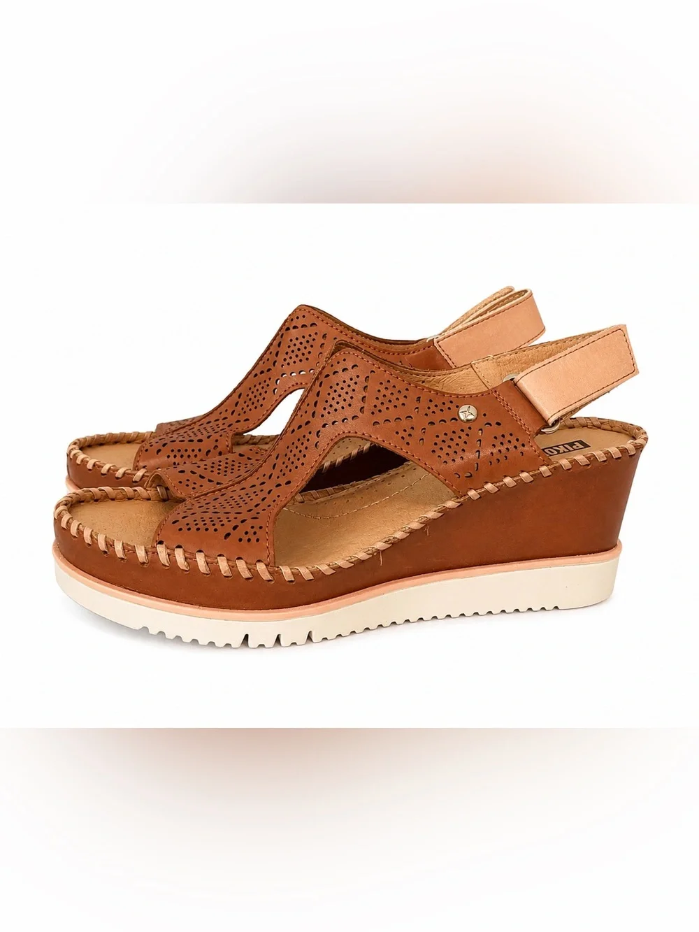 Pikolinos Aguadulce Leather Wedge Sandals Brandy Size 36 (US Women’s 5.5–6)